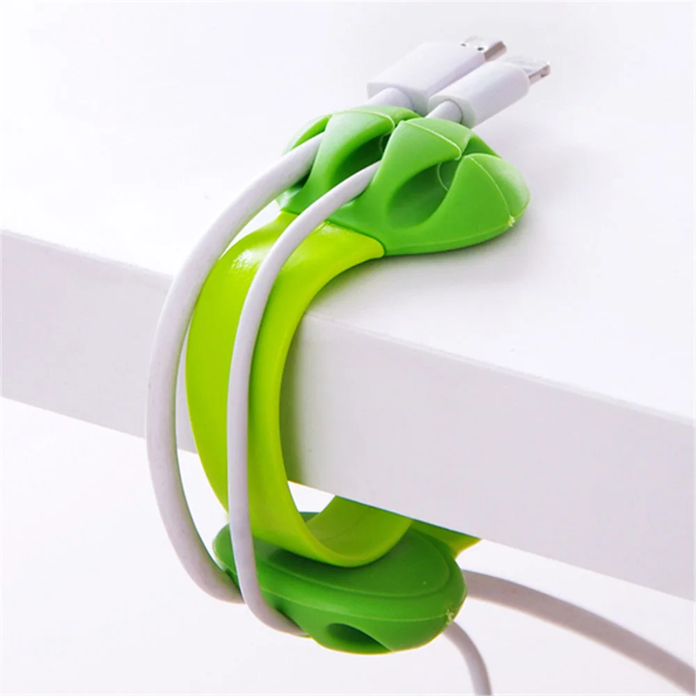 green 1 шт. милый силиконовый кабель для сматывания, сплошной цвет, органайзер для кабеля, офисный Настольный провод, обернутый шнур, держатель, фиксатор строки, настольный набор, принадлежности - Цвет: green