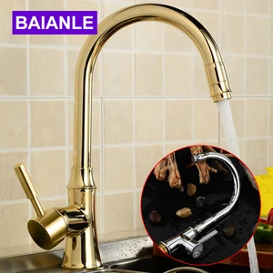 goldensilvery 360 degree swivel solid brass kitchen sink faucets cold and hot single hole bathroom basin faucet mixer tap free global shipping