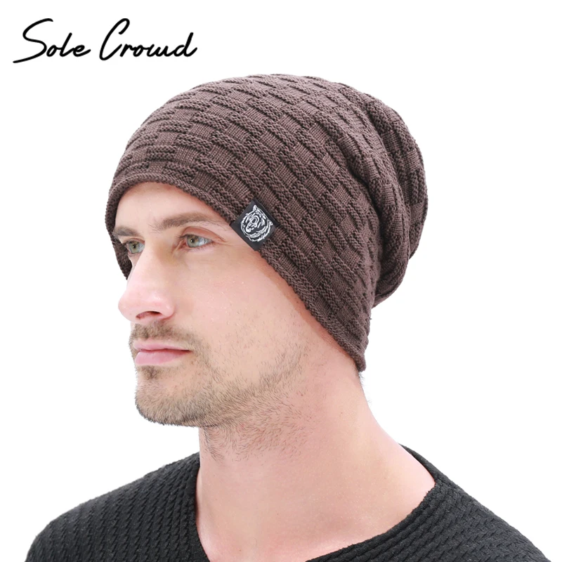 Модные тканевые шапки Skullies Beanies для мужчин, зимние Бархатные толстые шапки, теплые трикотажные шапки для мужчин, высокое качество