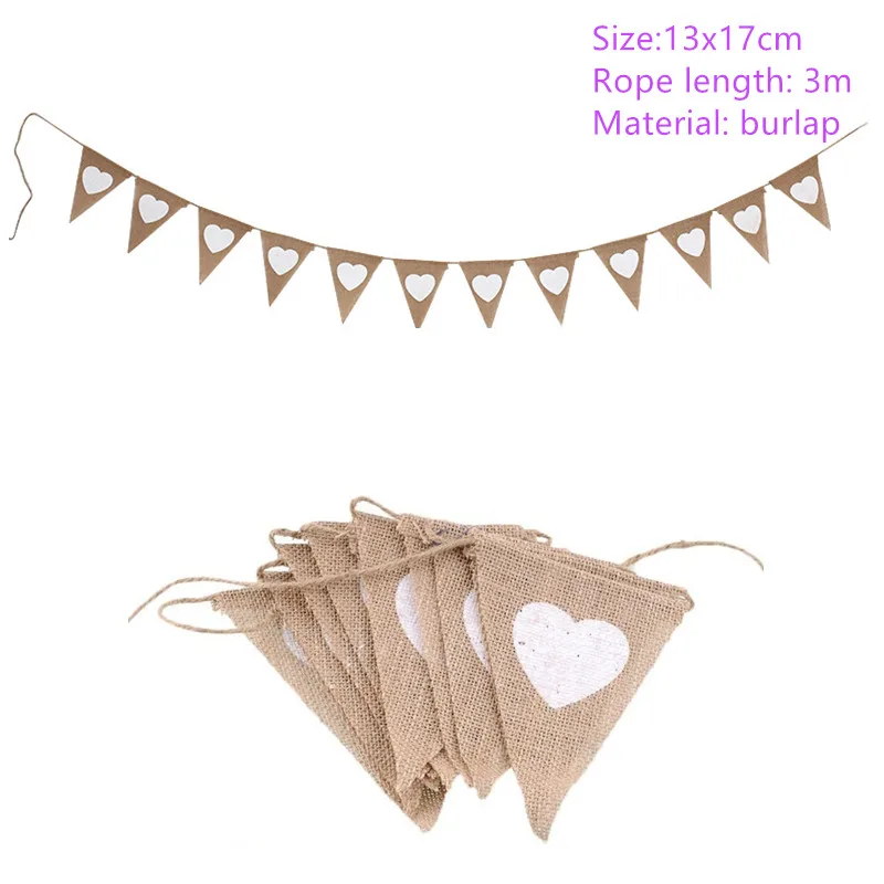 love Burlap flag Бумажная звезда/буквы гирлянды свадебные плакаты Babyshower день рождения струнная Цепочка Свадебная вечеринка невесты баннер флажки из мешковины Декор - Цвет: love Burlap flag