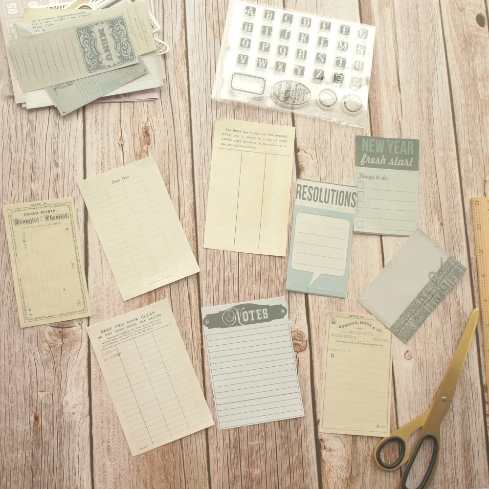 45 шт. DIY темы для квитанции старых документов мини карточки фон крафт бумага штамп