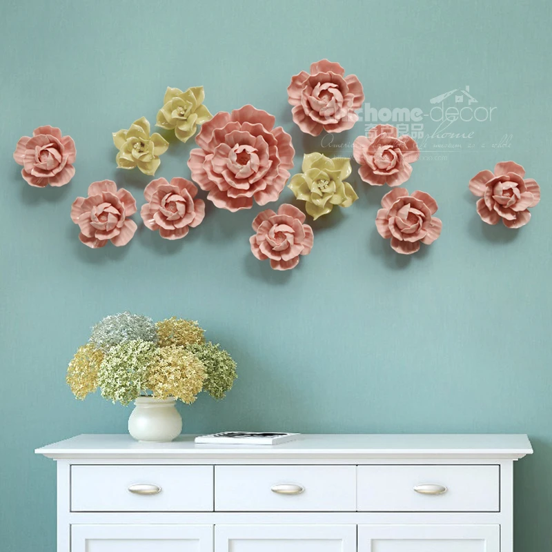 Европейский керамический цветок Настенное подвесное украшение белый/красный