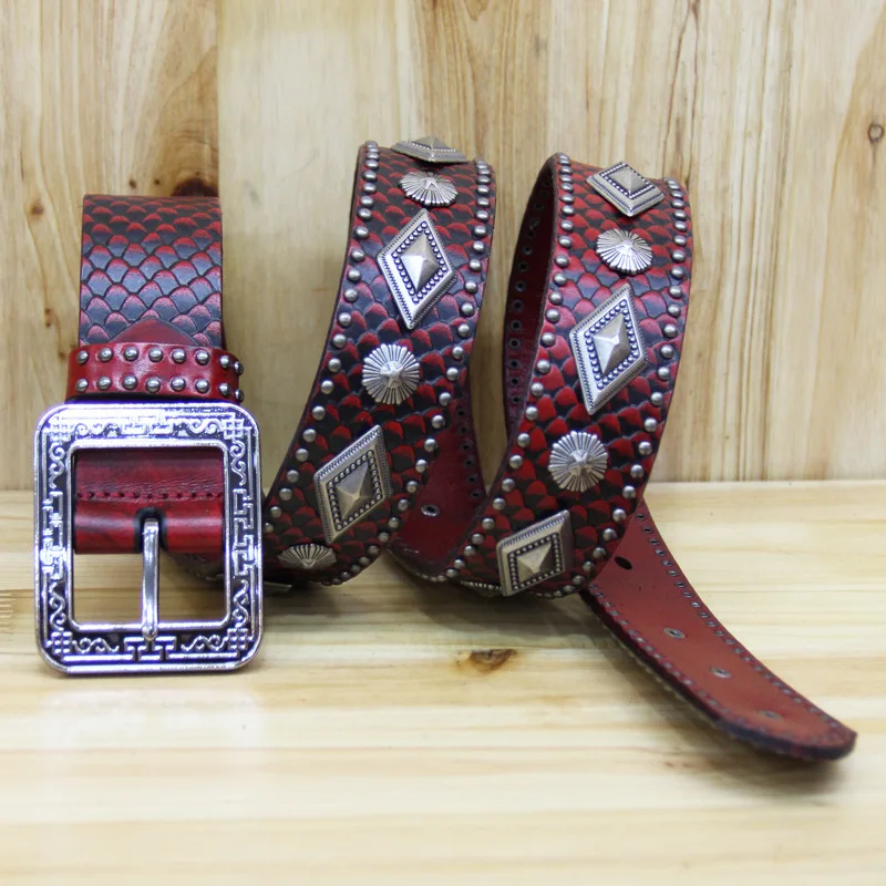 Панк рок стиль ремни заклепками для женщин высококачественные мужские из