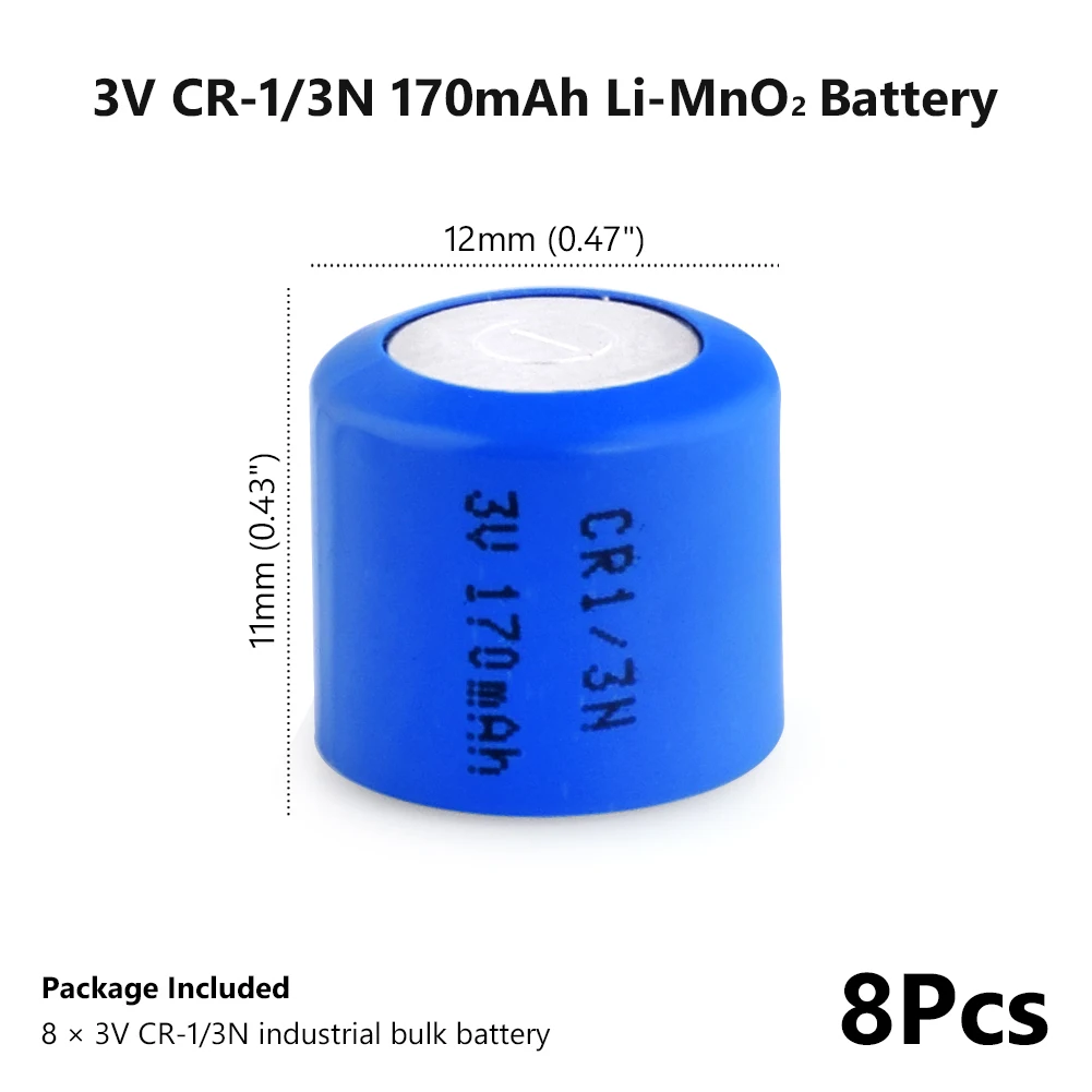 YCDC 3V литиевые элементы 170mAh CR1/3N Кнопка высокоразрядный Высокоточный аккумулятор CR11108 DL1/3N 2L76 CR1 CR111 батареи - Цвет: 8 PCS