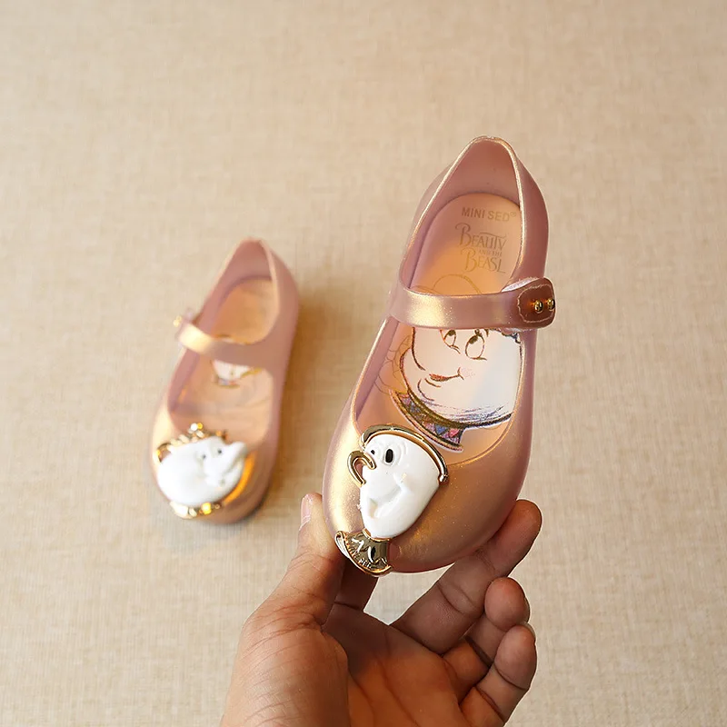 

2019 mini sed children's shoes beauty and beast rose teapot jelly shoes sandals fish mouth jelly sandals