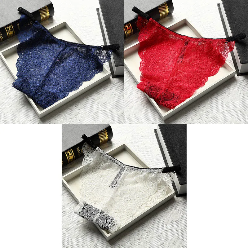 blue red white 3 шт., сексуальные кружевные трусики, женское нижнее белье, дышащие женские трусики, прозрачные трусики, новое нижнее белье для женщин BANNIROU M-XL - Цвет: blue red white
