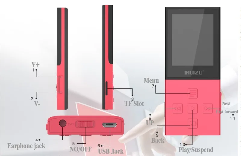 RUIZU X18 Bluetooth спортивные MP3 плеер с 8 г дой-Пак playing130Hours высокого качества без потерь Регистраторы FM для говорить