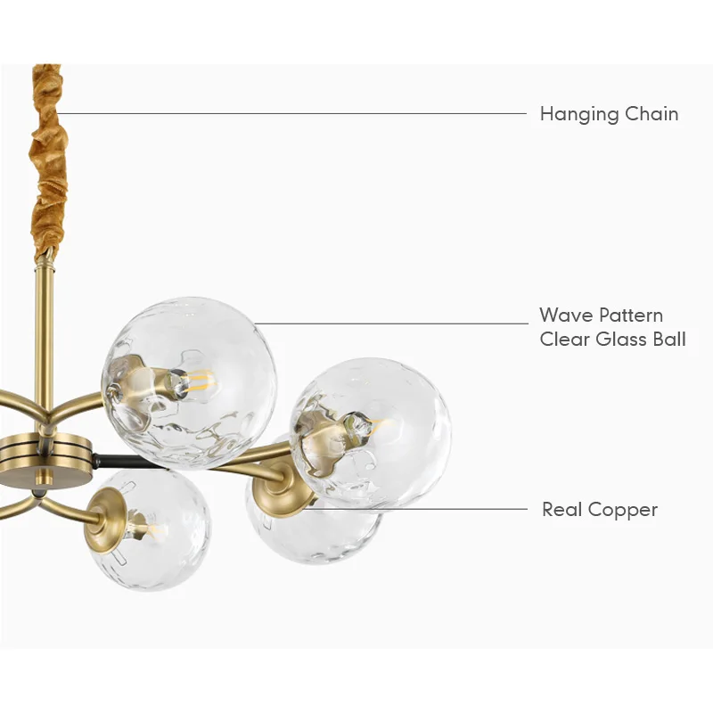 Настоящая медная люстра для спальни столовой гостиной современное Бронзовое