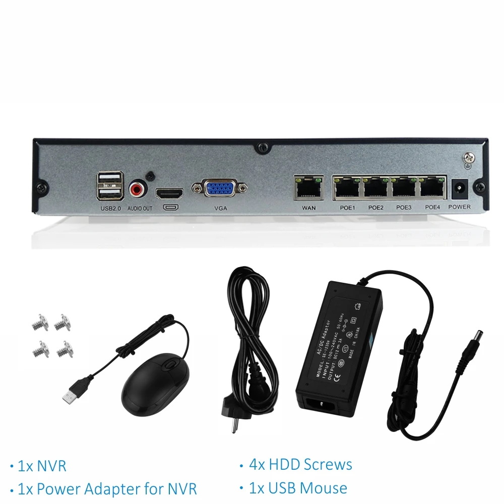 SVNVR 4CH 5MP/4MP H.265 POE NVR Поддержка жесткого диска 1x10 ТБ с выходом HDMI и VGA бесплатное