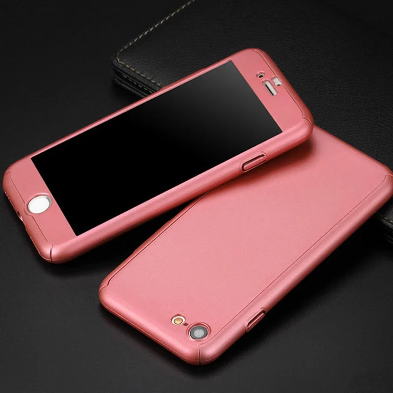 360 полная защита тела Жесткий Тонкий чехол + закаленное стекло для funda iPhone 6 6s 7 8 Plus