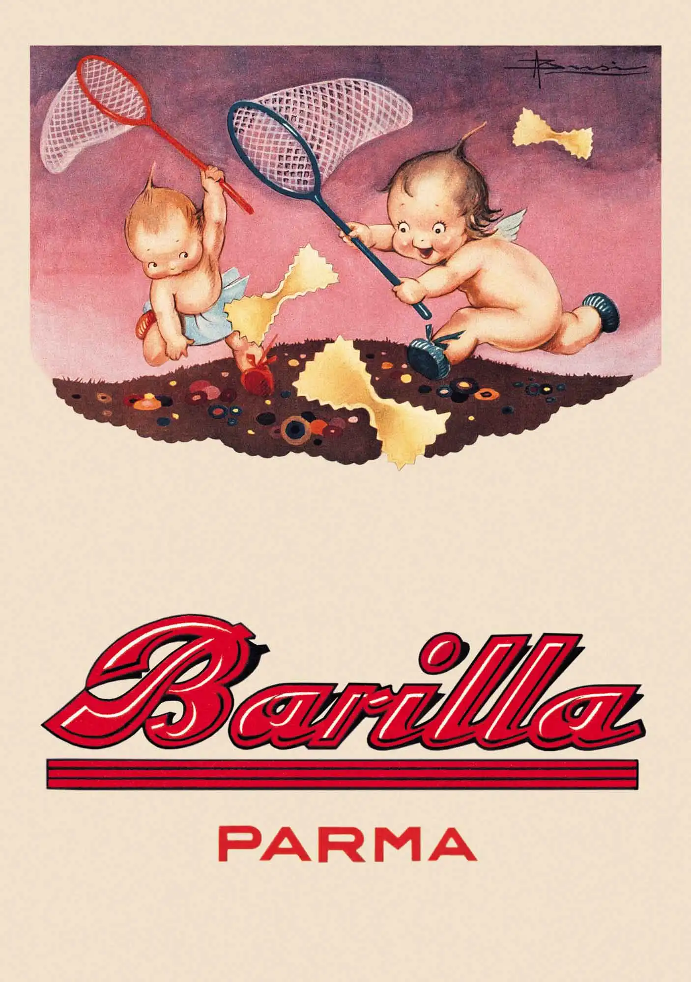 Винтажный рекламный постер с едой Barilla Parma Классические Постеры из крафт-бумаги