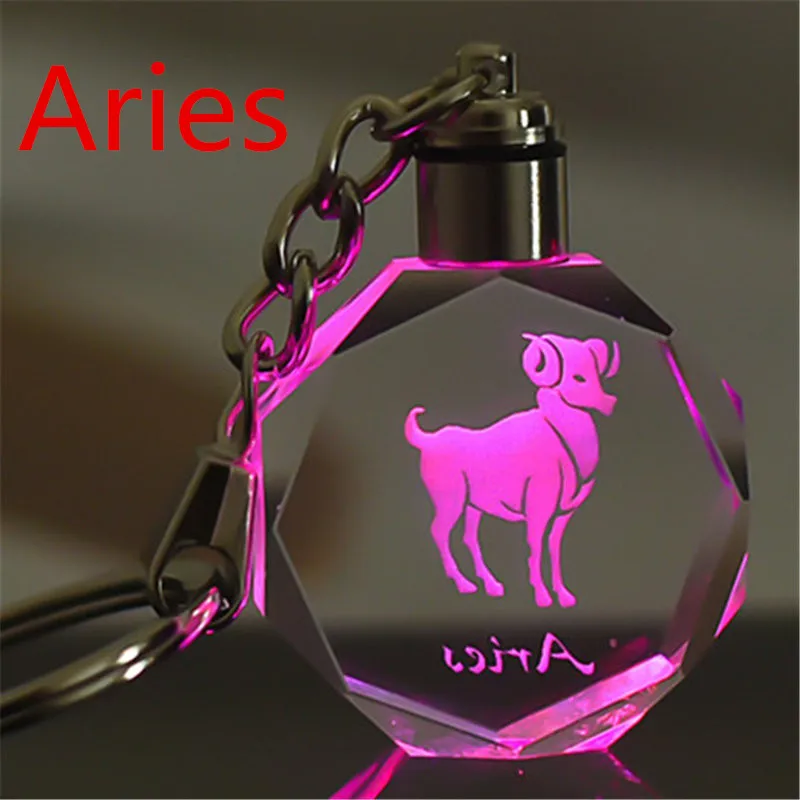 12 созвездий Новые DIY Кристалл GlassLogo ключ висячие украшения девушка личность кулон брелок талисман кольцо для ключей 8868