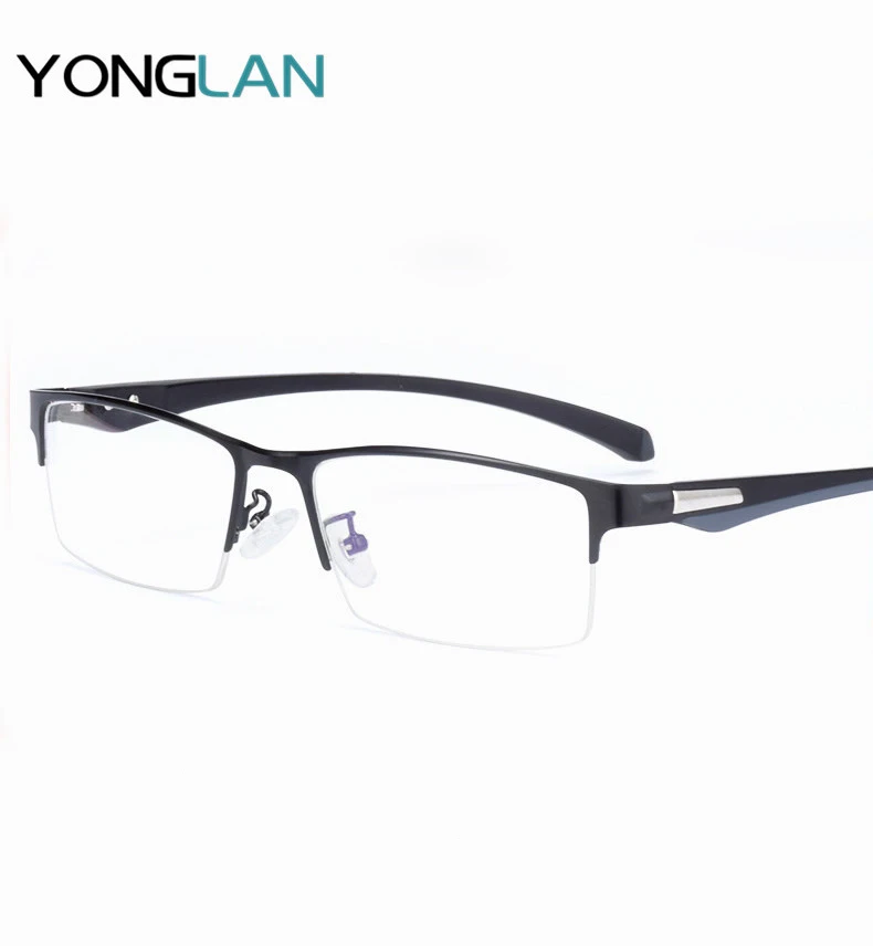 Мужская полуободковая оправа Yonglan квадратная металлическая в форме полуоправы