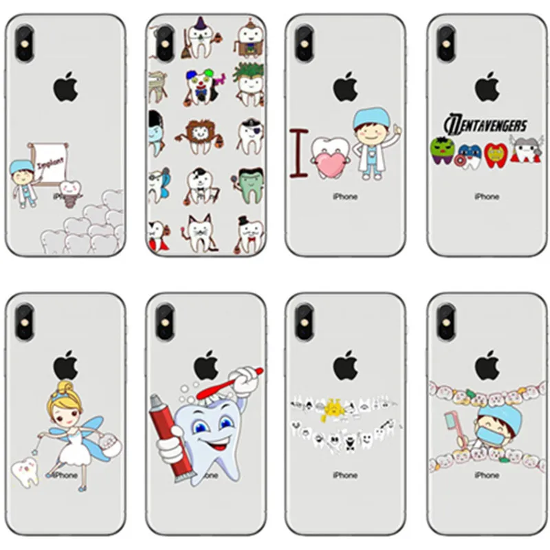 Забавный мультфильм стоматолога зубные коронованные зубы мягкий чехол для