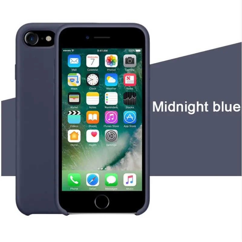 Midnight Blue Чехол для iPhone Xs MAX XR X чехол s для Apple iPhone 7 8 6 s Plus 5S SE официальный стиль силиконовый чехол с логотипом - Цвет: Midnight Blue