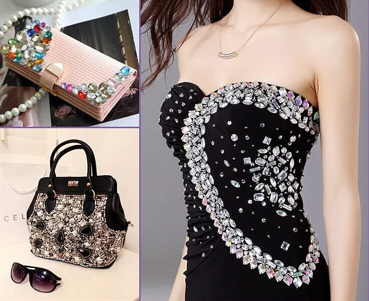 100 шт./лот 12 мм Смешанные 10 видов цветов свадебное платье стразы шитье Акриловые