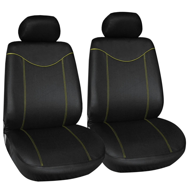 2 Front Black Yellow 2pcs Front Seat Cover Universal For Cars Simple Protective Seats Car-covers Black Automotive Interior Decoration - Название цвета: 2 Front Black Yellow