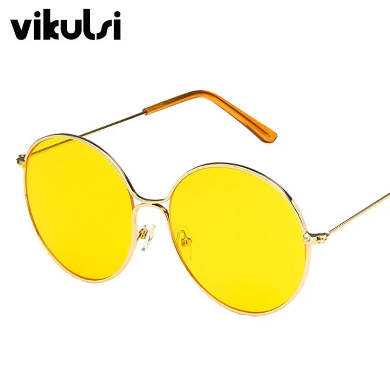 E119 gold yellow Роскошные брендовые Круглые Солнцезащитные очки женские винтажные градиентные очки металлическая оправа негабаритных солнцезащитных очков женские зеленые красные очки UV400 - Цвет линз: E119 gold yellow