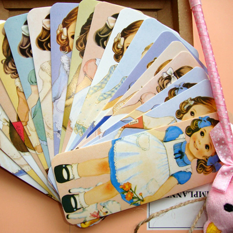 30PCS/lot New girl doll mate series Bookmark set with Kraft package paper bookmarks book holder message card | Канцтовары для офиса