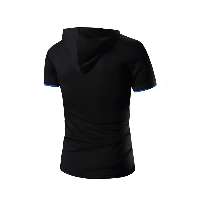 Men 's personality brand clothing t shirt men Popular new 2017 Slim short - sleeved hooded oblique zipper 3 color XXXL | Мужская