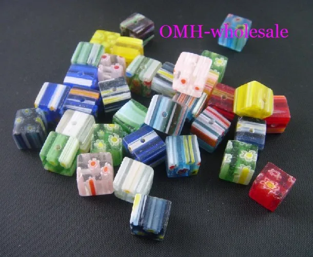 Оптовая продажа Бесплатная доставка 6 мм 8 10 100 шт. смешанные цветы квадратные