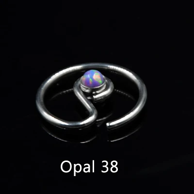Round OP38 Showlove-1pcs хирургическая сталь опал Daith сердце круг гибкие ухо траг серьги, Надеваемые На Ушной Хрящ Пирсинг для губ кольцо Пирсинг 16 г - Окраска металла: Round OP38