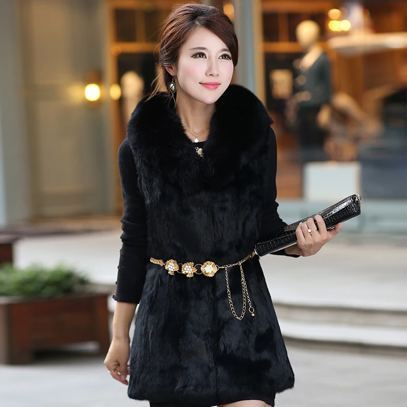 Новинка бесплатная доставка жилет из натурального кроличьего меха с воротником