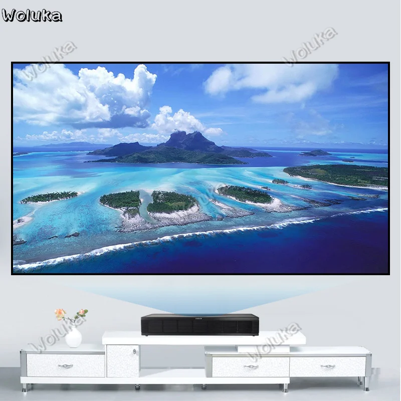Projection curtain 90/100/120/Ultra short Coke Laser TV anti-light black grid home Theater 4K HD CD50W03 | Лампы и освещение