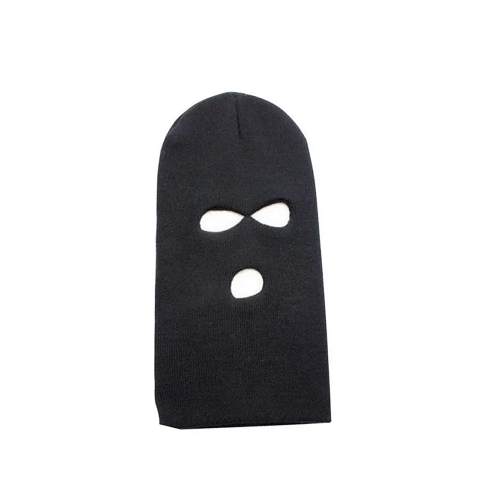 Черная Лыжная маска на все лицо облегающая шапка с 3 отверстиями лыжная для