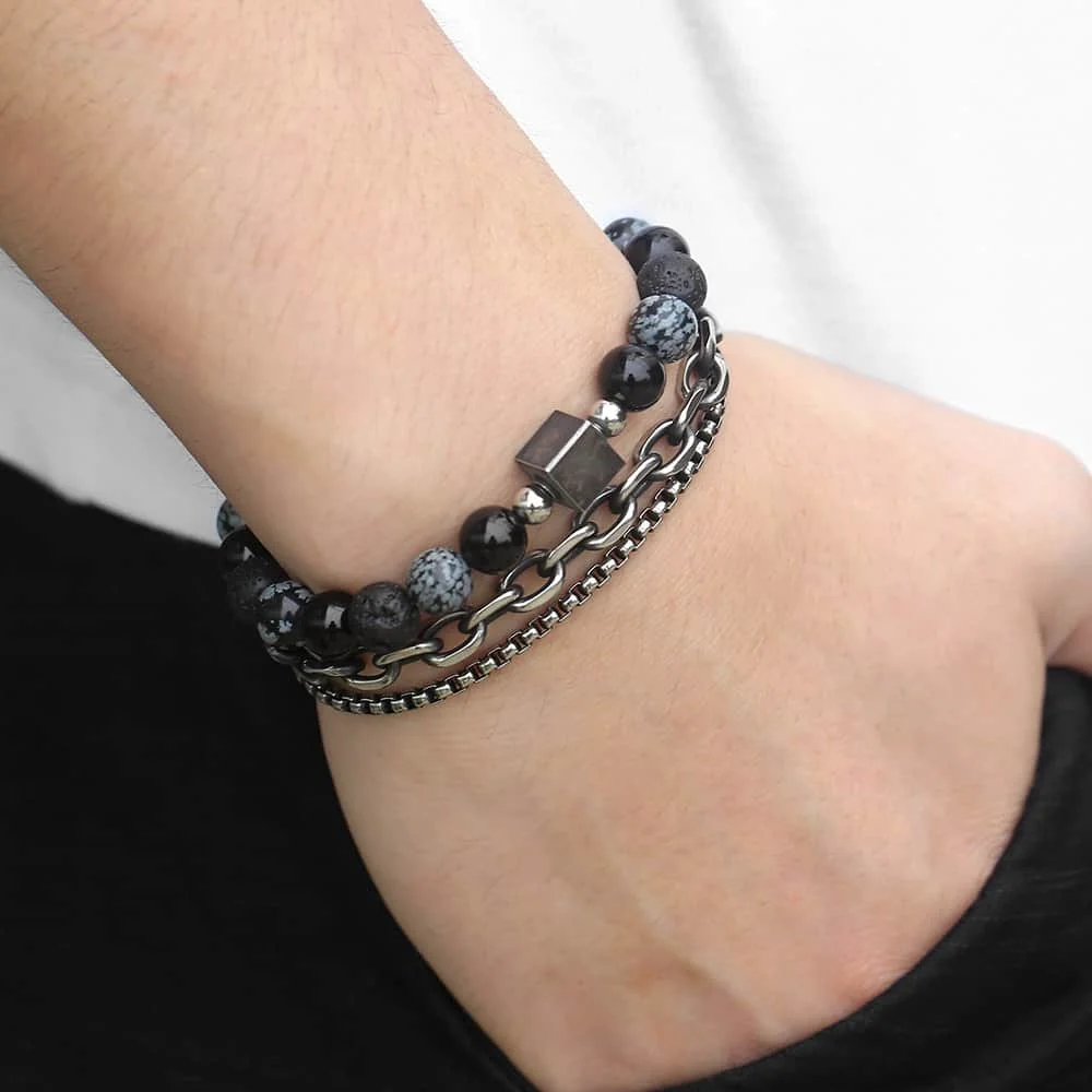 2 шт./компл. Уникальный многослойный браслет цепочка из нержавеющей стали с