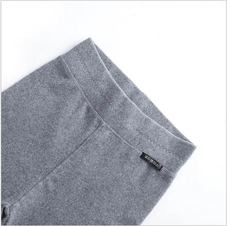 Medium gray Осенне-зимние хлопковые леггинсы для женщин с высокой талией, леггинсы для фитнеса, тонкие девятые штаны, весенние женские леггинсы A66 - Цвет: Medium gray