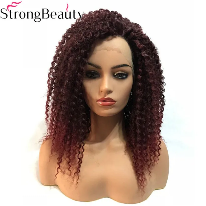 StrongBeauty Long Curly Wine Red Wigs Synthetic Lace Front Wig Heat Resistant Hair | Шиньоны и парики