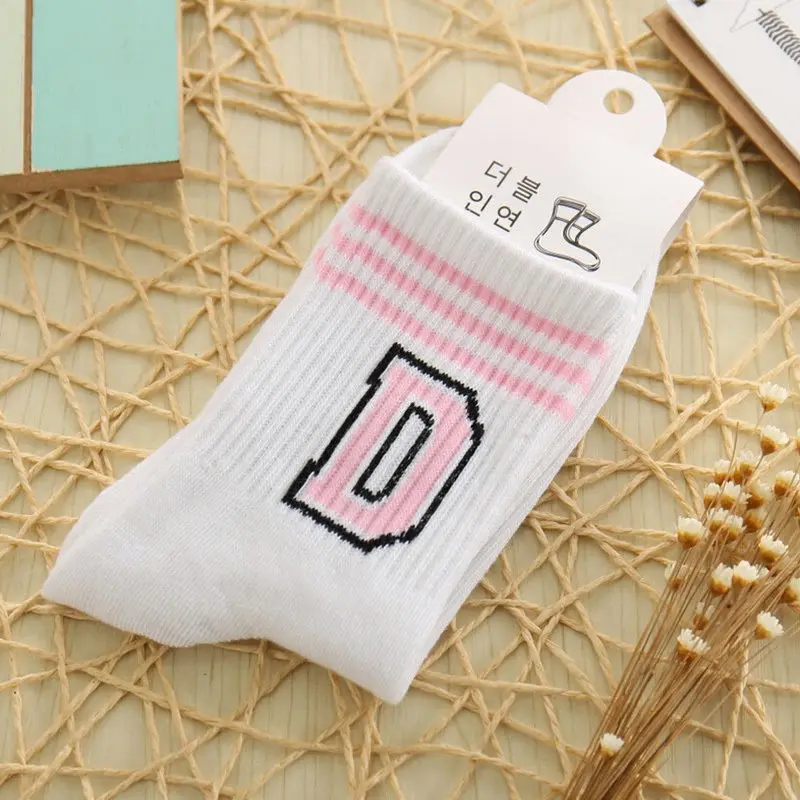 Женские и мужские хлопковые носки в полоску с буквами унисекс цифровыми цифрами