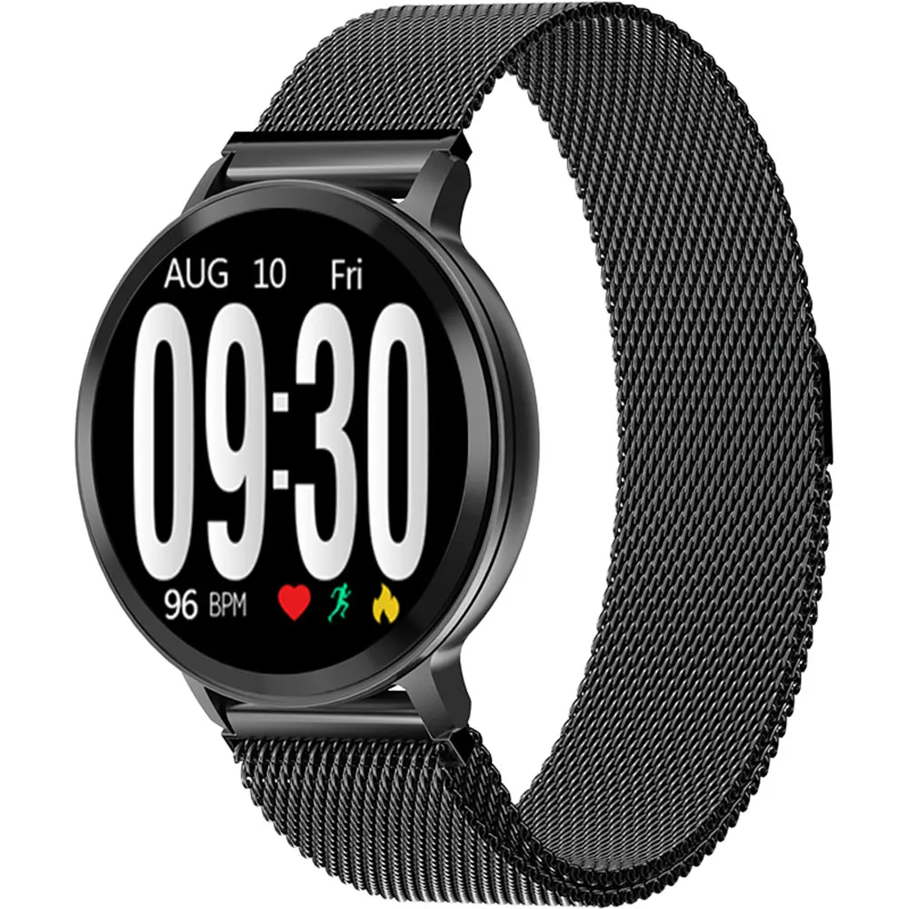 Black steel strap Смарт-часы с Bluetooth, мужские часы для измерения артериального давления, женские Смарт-часы, водонепроницаемые спортивные часы с трекером, WhatsApp для Android Ios - Цвет: Black steel strap
