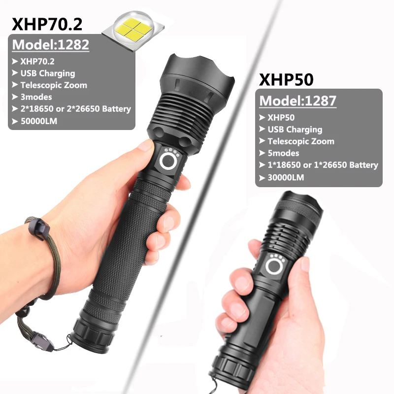 Ультра яркий фонарик xhp70, xhp50, зарядка через usb, лампа с зумом, ударопрочный, для самообороны, для улицы, мощный светодиодный фонарь для кемпинга