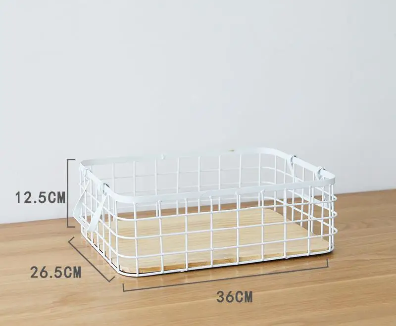 large with board B Кованая корзина для хранения из проволоки, настольные книги, японская металлическая корзина, органайзер, контейнер для ванной, кухни, держатель для мелочей - Цвет: large with board B