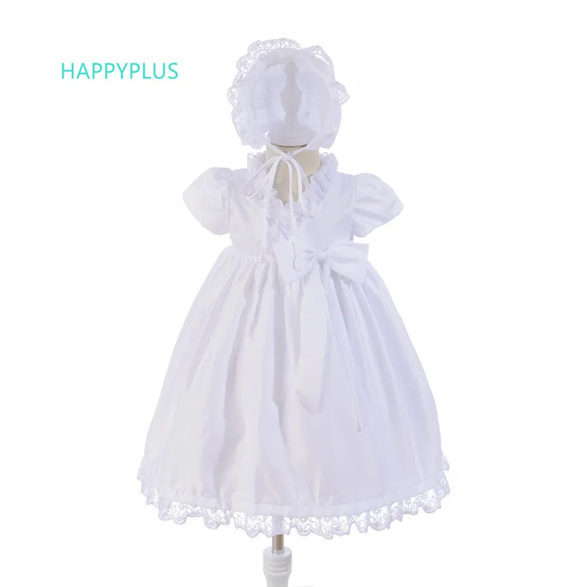 HAPPYPLUS/длинное кружевное платье с бантом праздничное для маленьких девочек белого