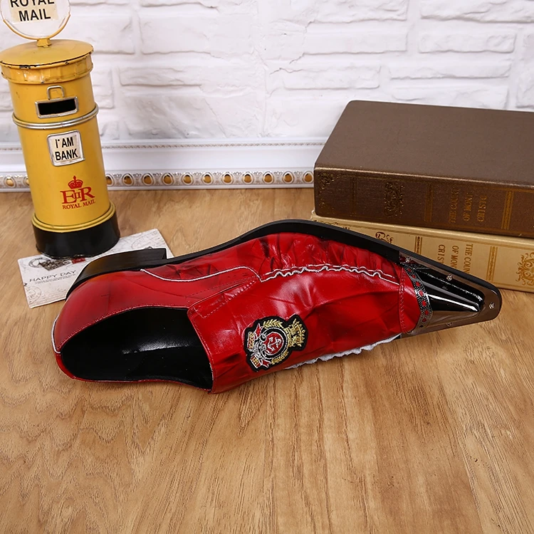 Высококачественные мужские свадебные туфли-оксфорды с острым металлическим