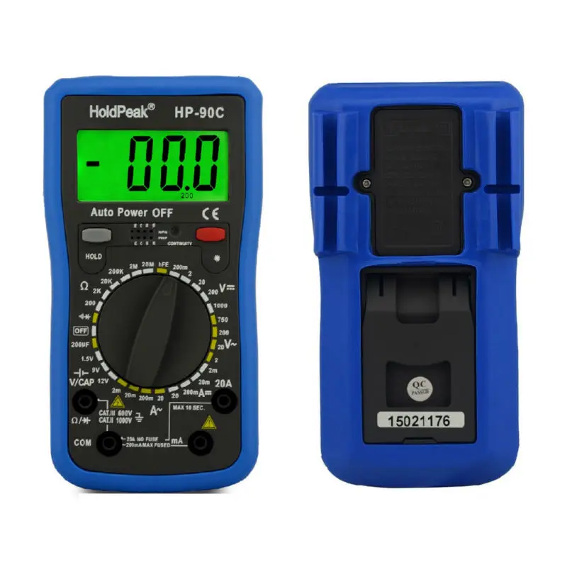 HoldPeak HP-90C 1000V цифровой мультиметр с батареей/сопротивлением/емкостью тест 90C