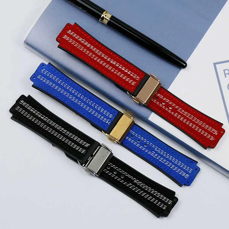 Leather Rubber Men's Watchband for HUBLOT Hengbao Fusion Series 25mmx 19mm Multicolor Comfortable Women's Watch Accessories |