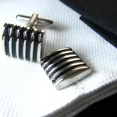 Черные эмалированные дуги выпуклые Полосатые Запонки мужские рубашки манжеты