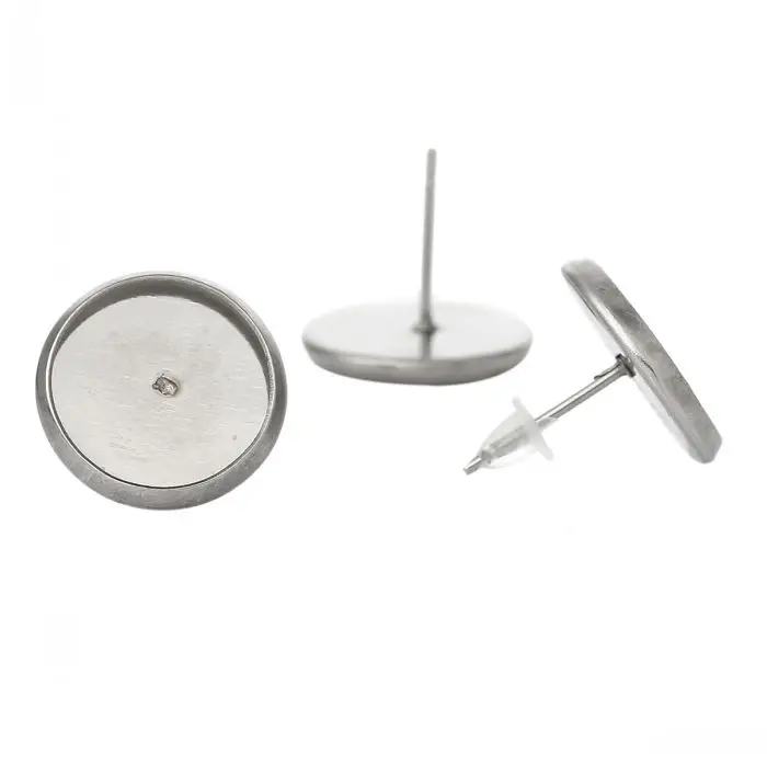 Шампуры из нержавеющей стали пустые сережки круглые тусклые Серебристые