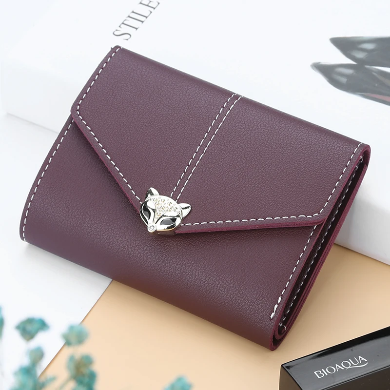 Женский кошелек кожаный с застежкой Дамская карта зажим для денег женский
