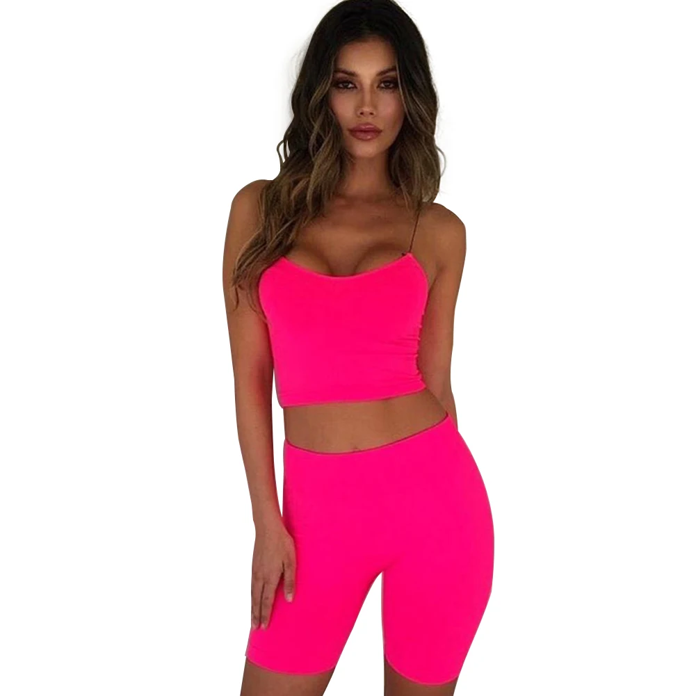 Сексуальные Спортивные тренировки женские шорты набор флуоресцентный Два шт