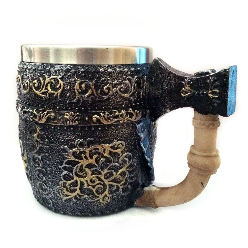 Персонализированная пивная кружка из смолы с топором рыцарь нержавеющей стали 3D
