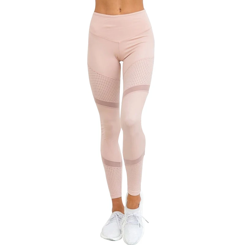 Pink SALSPOR женские брюки для йоги с сеткой, дышащие спортивные облегающие леггинсы для спортзала с высокой талией, с пуш-ап, спортивные Леггинсы для бега - Цвет: Pink