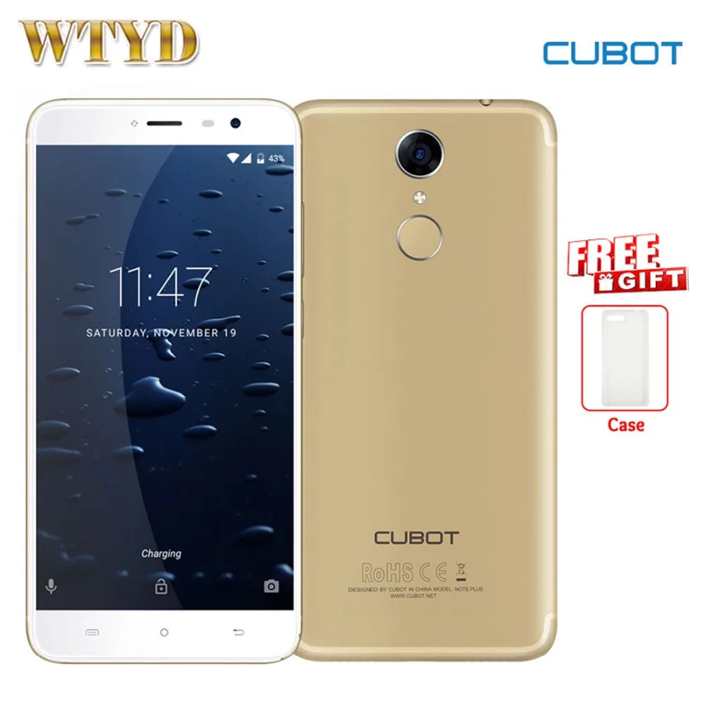 CUBOT Note Plus 3 ГБ + 32 Идентификация отпечатков пальцев 5 2 дюймов Android 7 0 MTK6737T