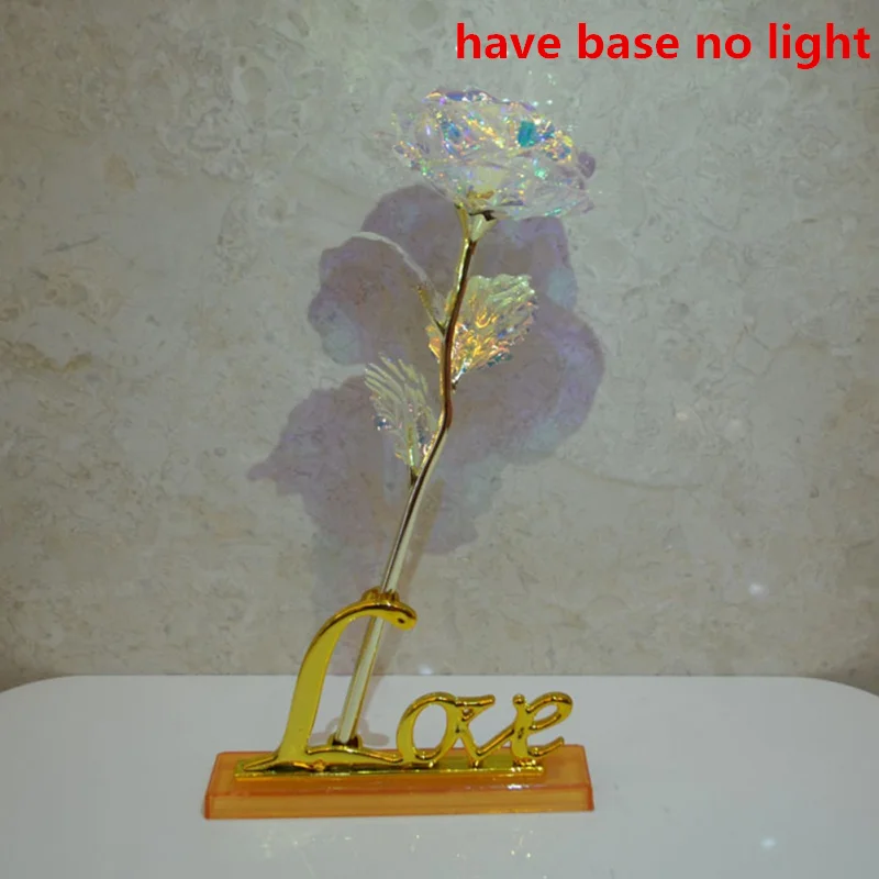 Have Base no light Прямая, креативный подарок на день Святого Валентина, Золотая Роза из фольги 24 K, длится навсегда, любовь, Свадебный декор, роза с розовой упаковкой - Цвет: Have Base no light