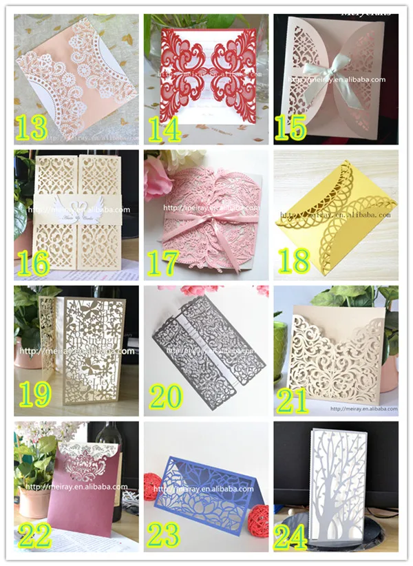 3 шт./лот лазерная резка элегантный образец приглашения открытка свадебные карты