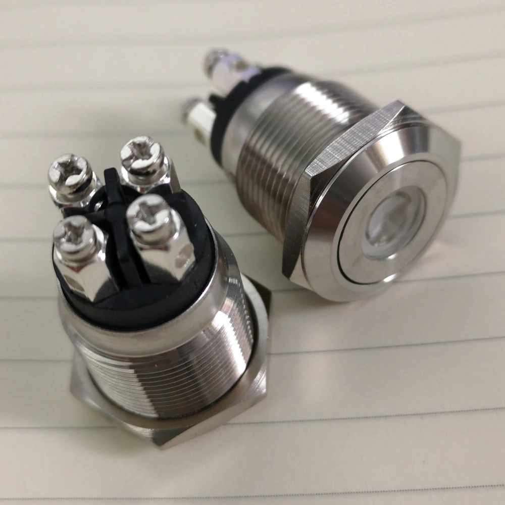 19 мм micro trip 12V 24V 6V Синий точечный зеленый светодиод металлический переключатель с